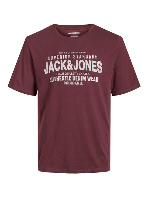 Se JACK & JONES Bluser & t-shirts 'JJJEANS'  lysegrå / vinrød ved About You