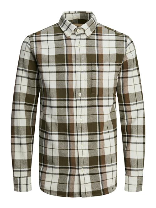 JACK & JONES Skjorte 'JJBrook'  brun / oliven / hvid