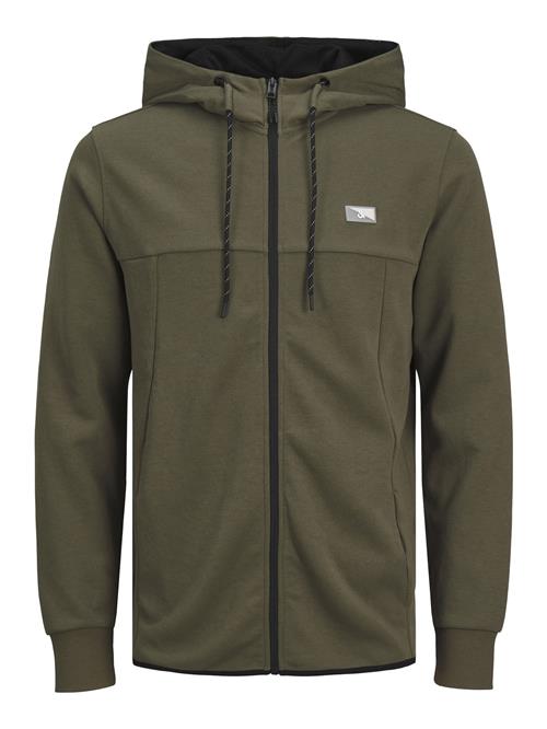 JACK & JONES Sweatjakke 'JCOAir'  grå / oliven / offwhite