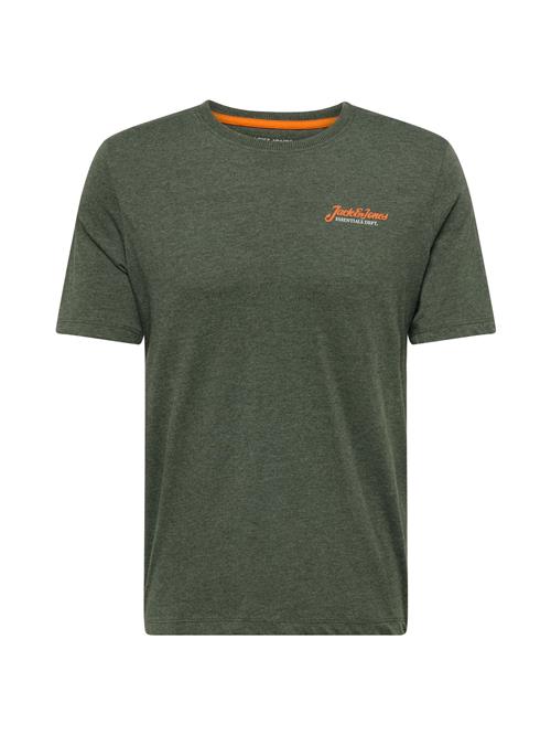 JACK & JONES Bluser & t-shirts 'JJERIK'  grøn-meleret / mørkeorange / hvid