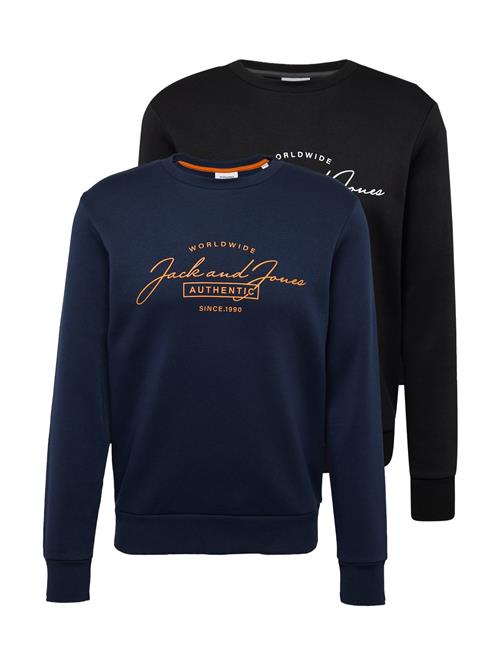 JACK & JONES Sweatshirt 'JJFerris'  navy / orange / sort / hvid