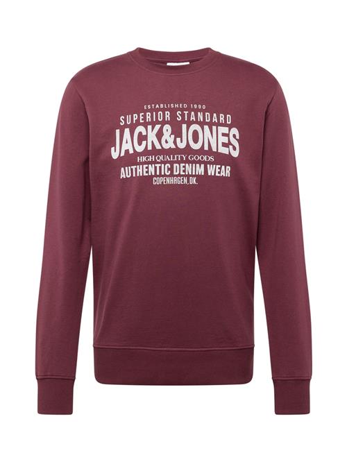 Se JACK & JONES Sweatshirt 'JJJeans'  vinrød / hvid ved About You