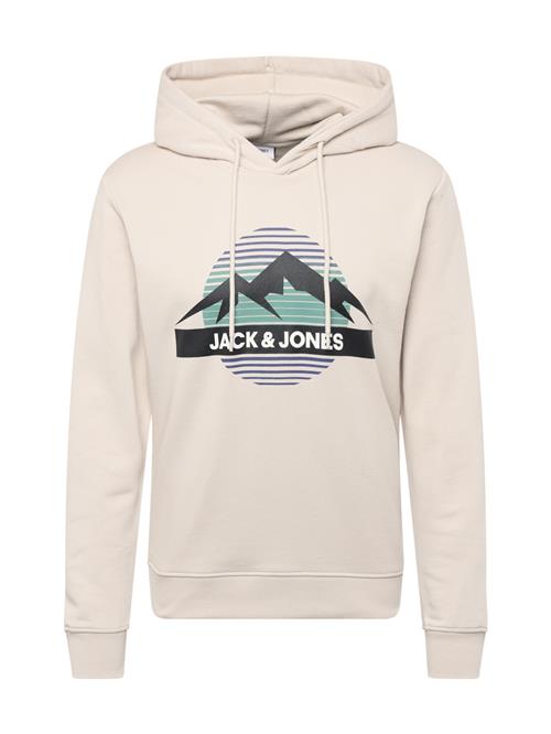 Se JACK & JONES Sweatshirt 'JJPEAK'  ecru / mørkelilla / sort / hvid ved About You