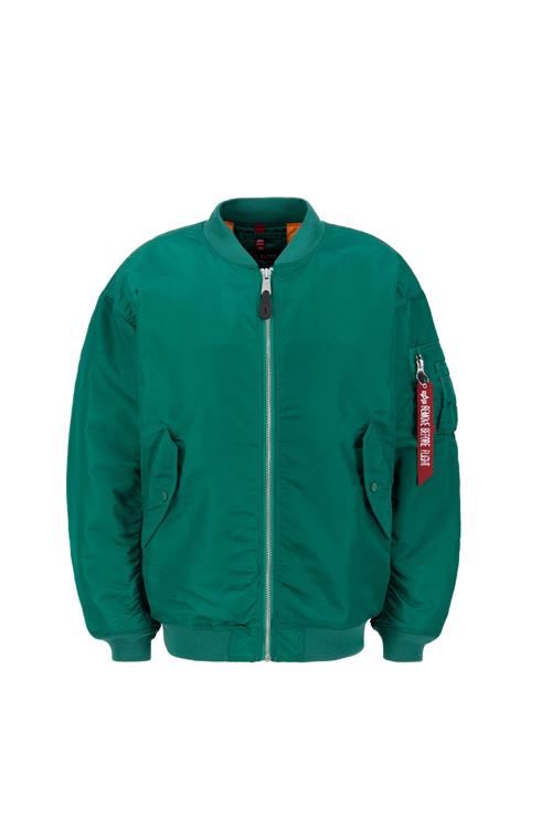 ALPHA INDUSTRIES Overgangsjakke 'Ma-1'  grøn / rød / hvid