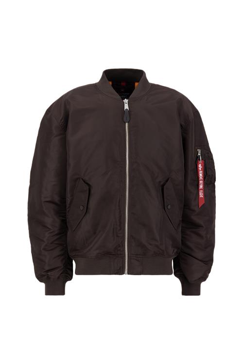 ALPHA INDUSTRIES Overgangsjakke 'MA-1 CS'  mørkebrun / rød / hvid