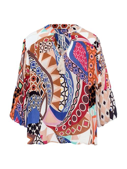 heine Bluse  champagne / mokka / pink / vinrød