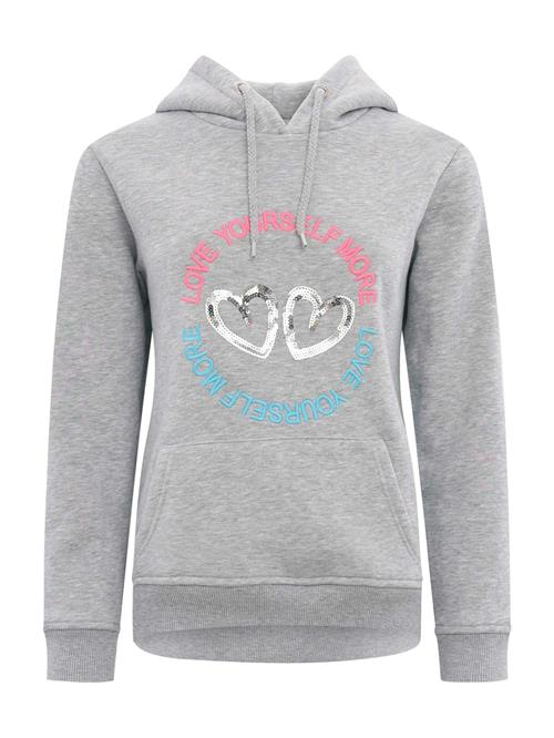 Zwillingsherz Sweatshirt 'Love Peace Hope'  azur / lysegrå / hindbær / sølv