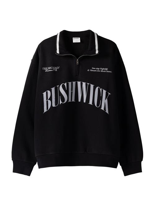 Bershka Sweatshirt  lysegrå / sort / hvid