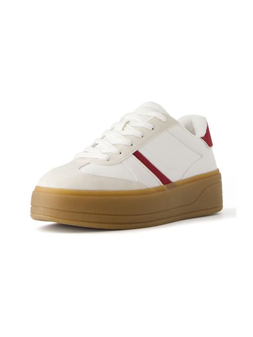 Bershka Sneaker low  lysebeige / mørkerød / offwhite