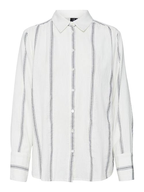 Se VERO MODA Bluse 'HERDIS '  grå / hvid ved About You