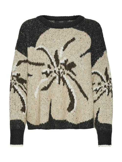 Se VERO MODA Pullover 'VMMADISON'  lysebrun / sort / uldhvid ved About You