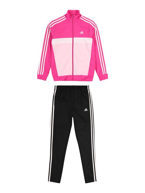 Se ADIDAS PERFORMANCE Træningsdragt 'Essentials Tiberio'  pink / lyserød / sort / hvid ved About You