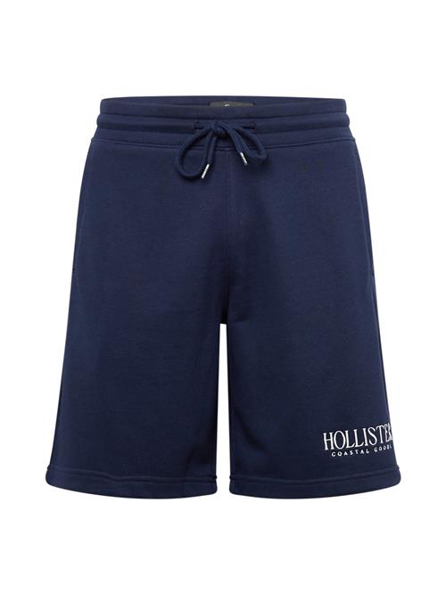 HOLLISTER Bukser 'FLEECE TECH'  navy / hvid