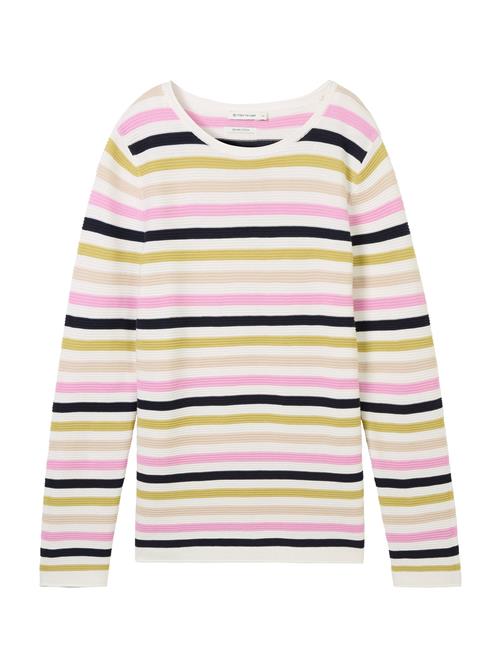 Se TOM TAILOR Pullover  navy / pastelgrøn / pink / offwhite ved About You