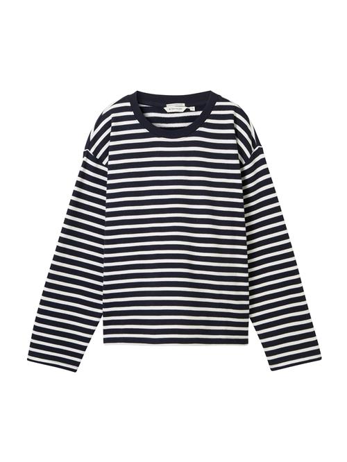 Se TOM TAILOR Sweatshirt  navy / hvid ved About You