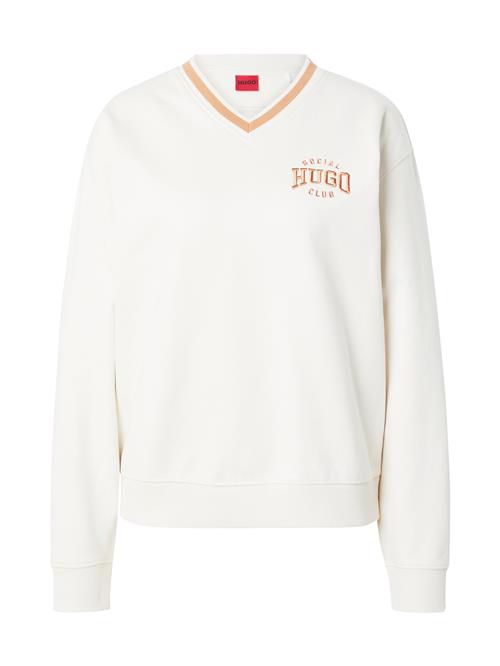 Se HUGO Sweatshirt 'Disunny'  pastelorange / hvid ved About You