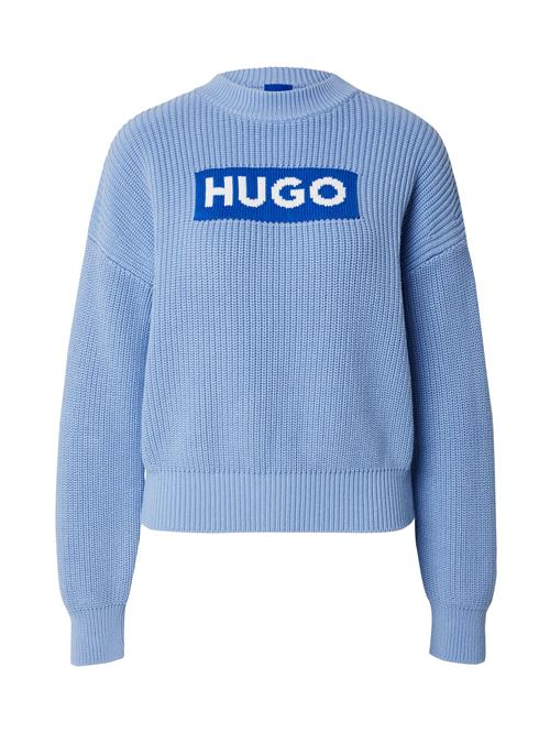 Se HUGO Pullover 'Sloger'  blå / dueblå / hvid ved About You