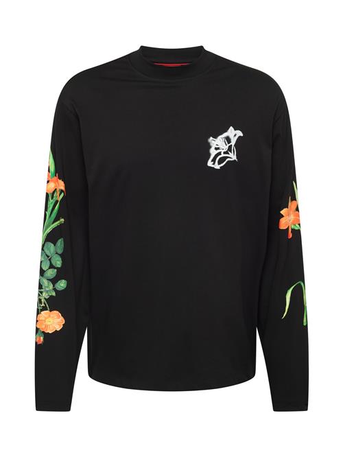 HUGO Sweatshirt 'Diflowerlo'  lysegrøn / orange / sort / hvid