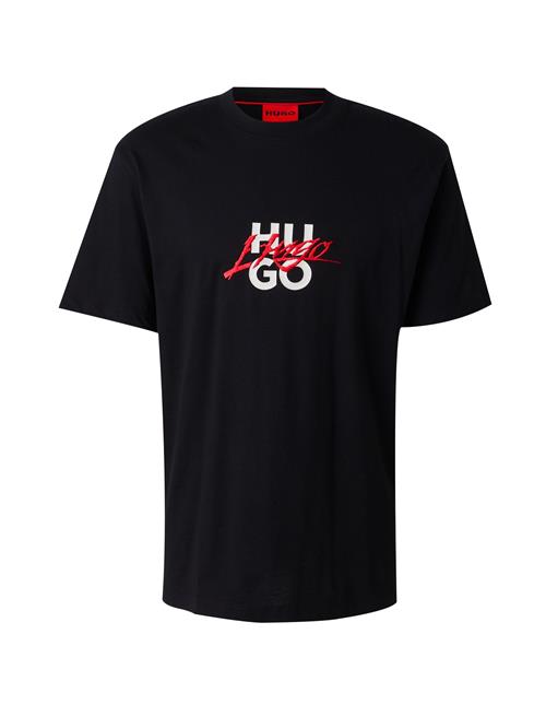 HUGO Bluser & t-shirts 'Dlongny'  rød / sort / hvid