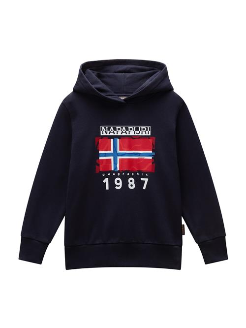 Se NAPAPIJRI Sweatshirt 'MATS'  marin / navy / rød / hvid ved About You