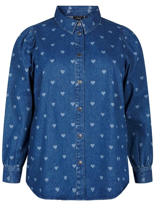 Zizzi Bluse 'ELOVA'  blue denim / lyseblå