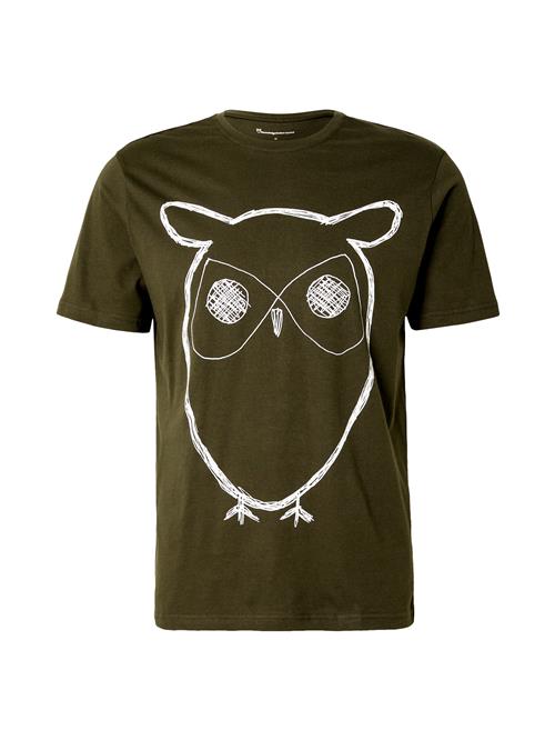 KnowledgeCotton Apparel Bluser & t-shirts 'Big Owl'  mørkegrøn / hvid