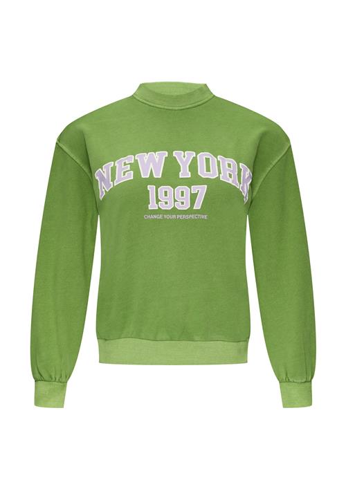 Se s.Oliver Sweatshirt  lysegrøn / lilla / hvid ved About You