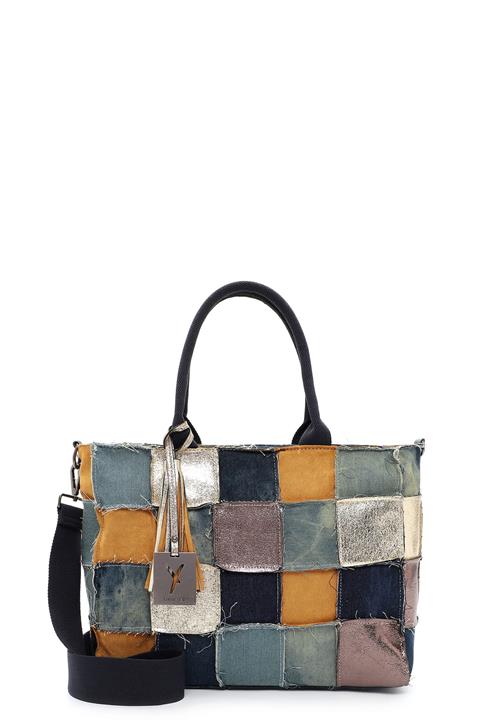 Suri Frey Shopper 'Ashley'  sand / blue denim / mørkeblå / gylden gul