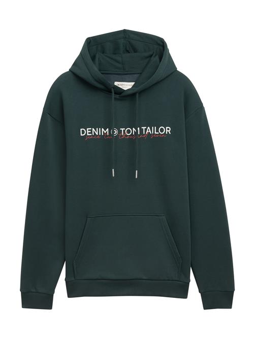 Se TOM TAILOR DENIM Sweatshirt  mørkegrøn / rød / hvid ved About You