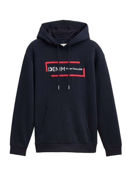 Se TOM TAILOR DENIM Sweatshirt  mørkeblå / rød / hvid ved About You