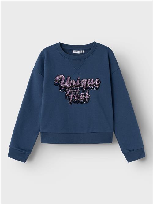 Se NAME IT Sweatshirt 'LASANNE'  azur / mørkeblå / gul / lys pink ved About You