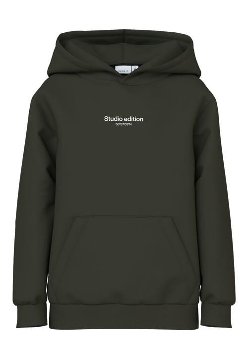 NAME IT Sweatshirt 'NKMBRODY'  mørkegrøn / hvid