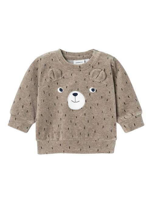 NAME IT Sweatshirt 'NBNNalwin'  mørkebeige / sort / hvid