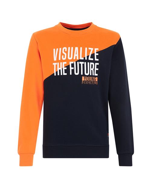 WE Fashion Sweatshirt  mørkeblå / orange / hvid