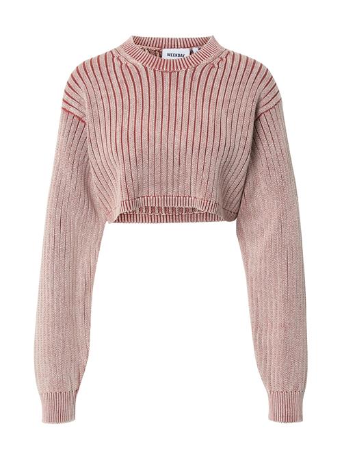 WEEKDAY Pullover 'Noelle'  pastelrød / hvid