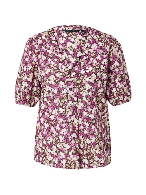 VERO MODA Bluse 'BONNIE'  cappuccino / mørkebrun / lilla / hvid