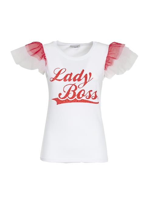 Se Influencer Shirts 'Lady Boss'  rød / hvid ved About You