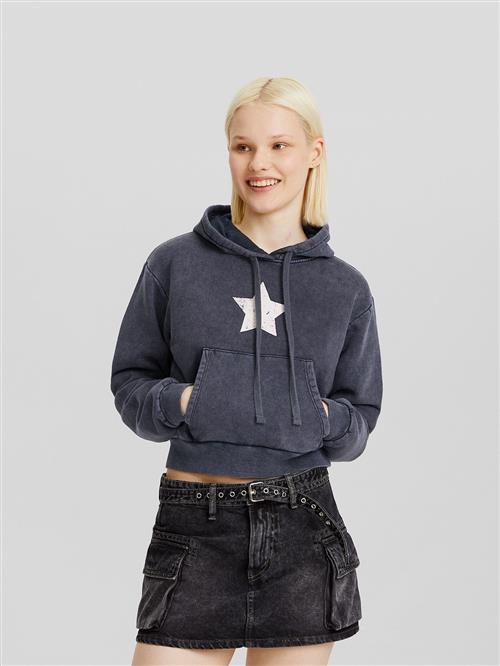 Bershka Sweatshirt  mørkegrå / offwhite