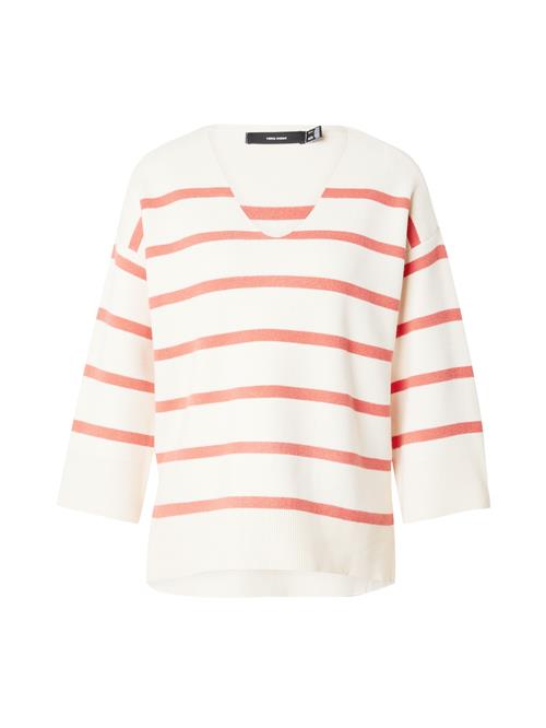 VERO MODA Pullover 'SABA'  ecru / rød