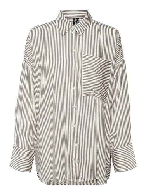 VERO MODA Bluse 'VMBUMPY'  mørkebeige / hvid