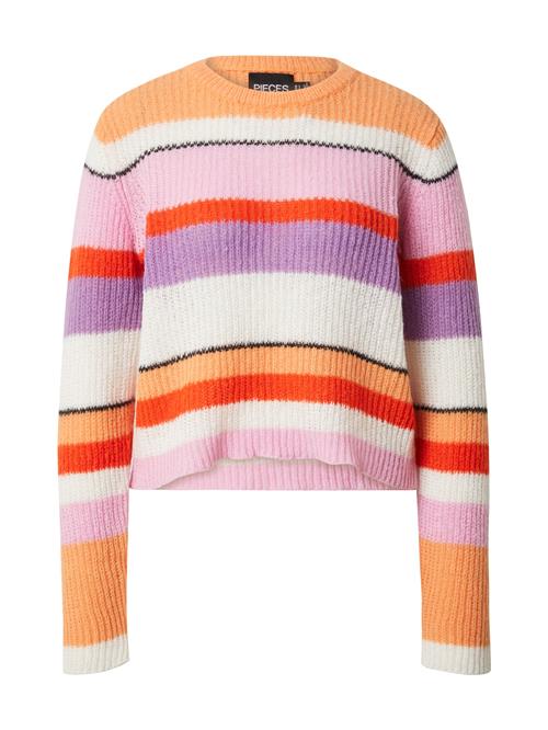 Se PIECES Pullover 'BRANDON'  orange / mandarin / lyserød / hvid ved About You