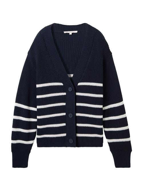 Se TOM TAILOR DENIM Cardigan  navy / hvid ved About You