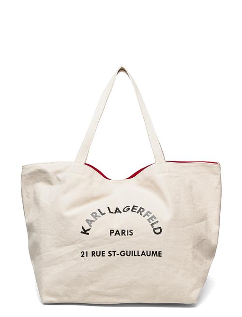 Se Karl Lagerfeld K/Rue St Guillaume Canvas Tote Karl Lagerfeld Cream ved Booztlet