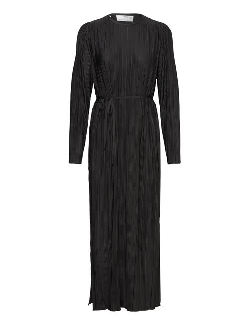 Selected Femme Slfellie Ls Plisse Maxi Dress Selected Femme Black