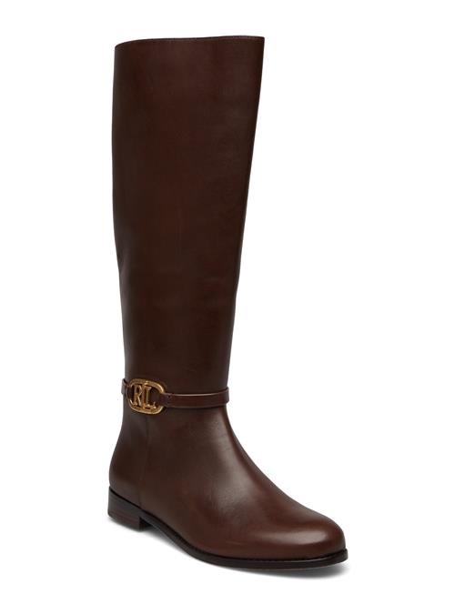 Se Lauren Ralph Lauren Bridgette Burnished Leather Tall Boot Lauren Ralph Lauren Brown ved Booztlet