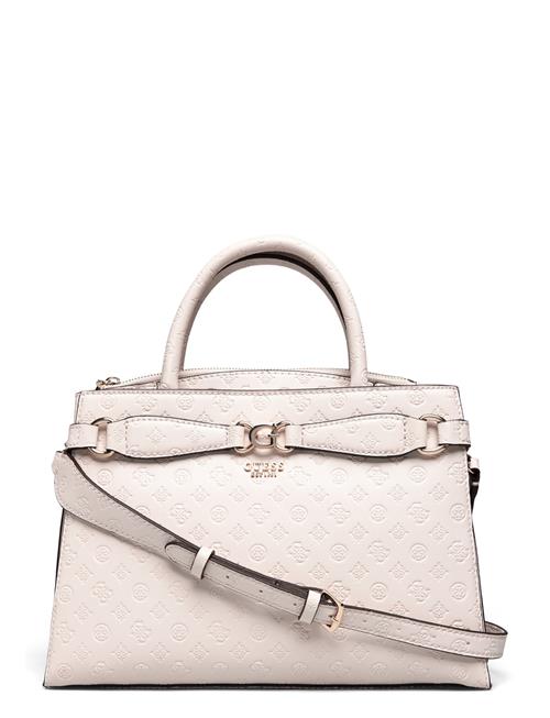 Se GUESS Arlena Logo Girlfriend Satchel GUESS Cream ved Booztlet