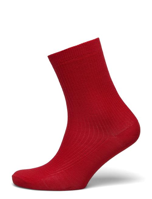 Fine Wool Rib Socks Mp Denmark Red