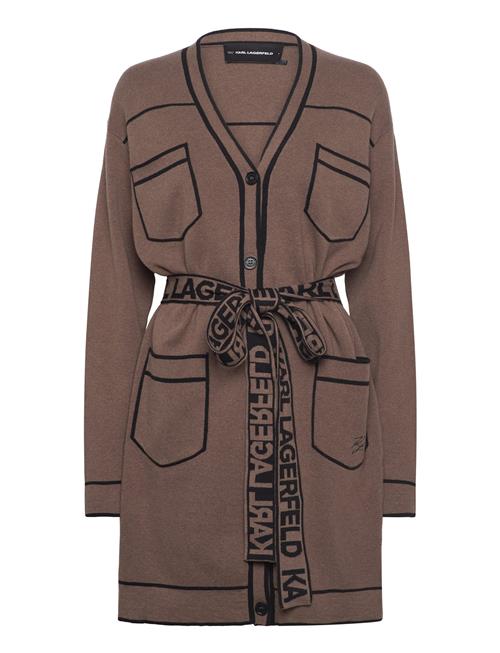 Branded Belted Cardigan Karl Lagerfeld Brown