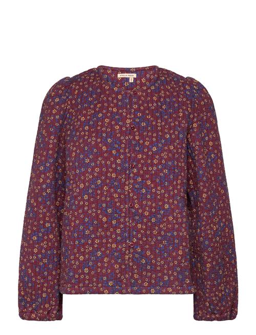 Se Quilted Flowerprinted Jacket Stella Nova Burgundy ved Booztlet