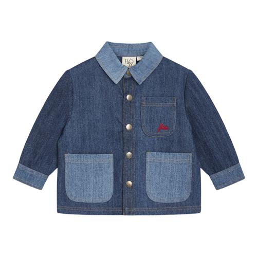 Flöss Viggo Overskjorte Dark/Mid Blue Denim | Blå | 92 cm